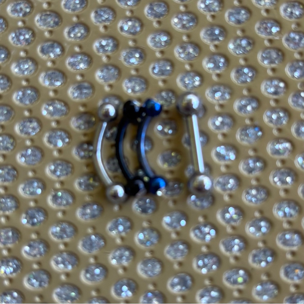 Eyebrow Piercing Barbells In Silver Blue And BlackCurved  Straight